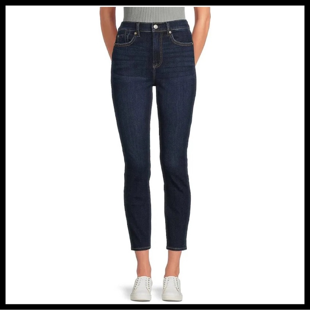 7 For All Mankind Dark Indigo Cropped Ankle Jeans